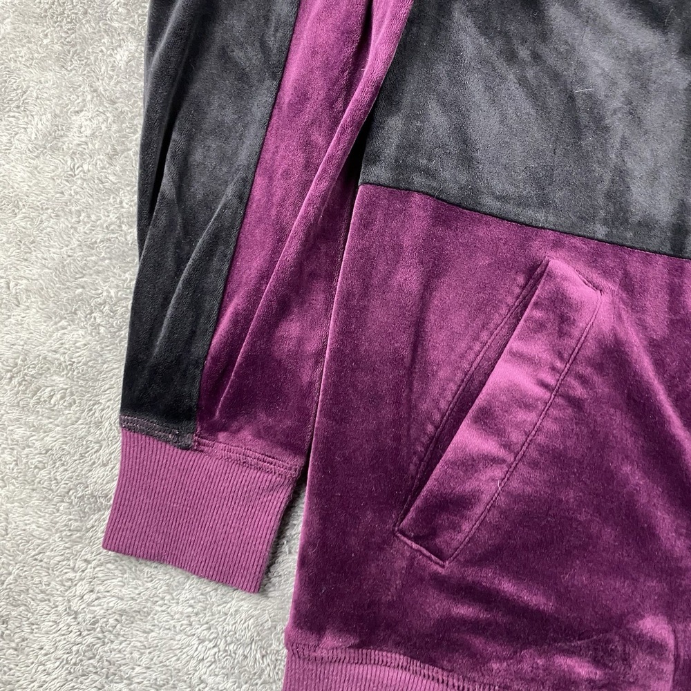 Champion Elite Velour Hoodie Pullover Womens Small Purple Black Long Sleeve - Picture 4 of 16